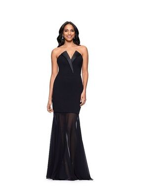 Women’s BA Nites Long Tuxedo Chiffon Drop Waist Dress Size 16